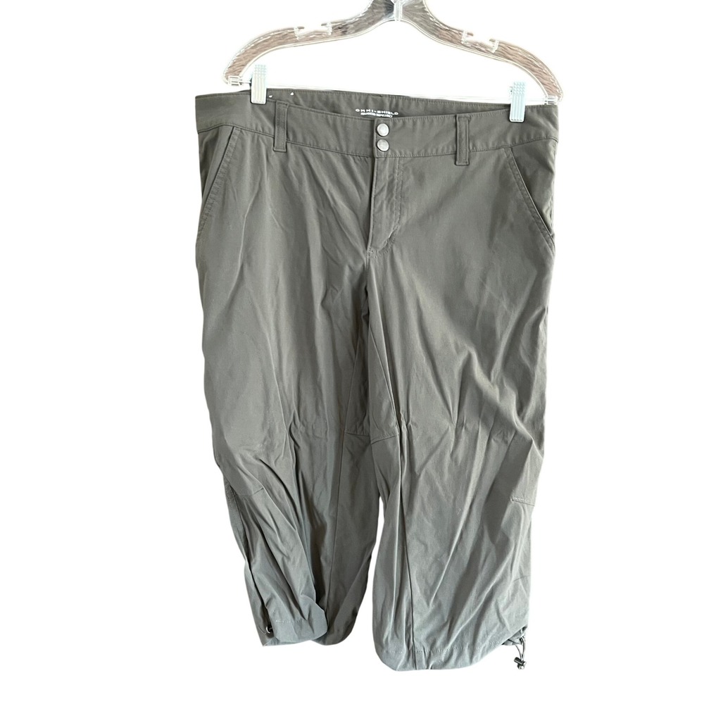 Columbia Omni-Shield Olive Green Capri Hiking Pants Women Size 14 Cropped